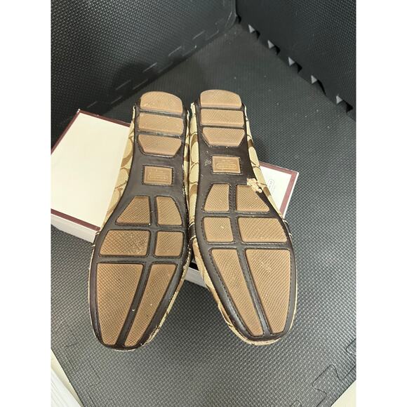 Coach Womens Khaki Horsebit Loafer Driving Moc Shoes Size 9M Logo Print - Picture 9 of 11